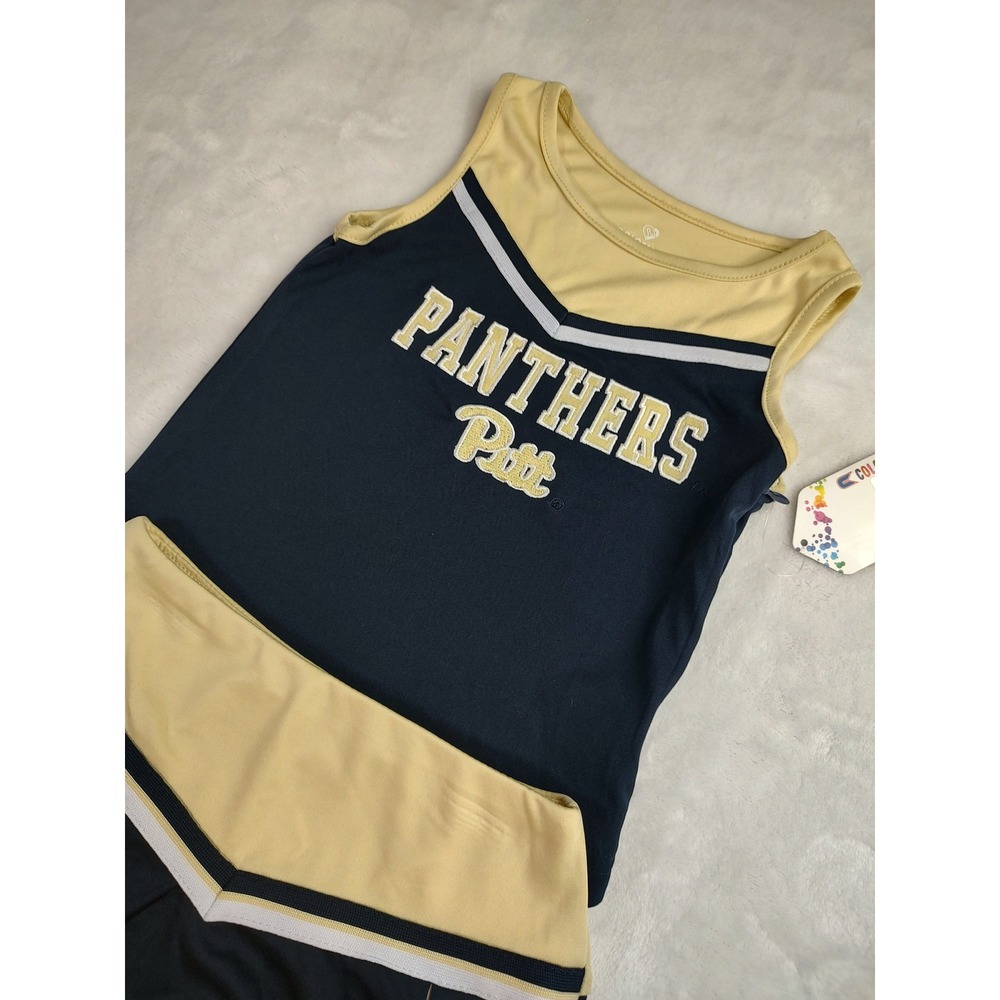 Colosseum Pitt Panthers Cheerleader Outfit Kids 3T Navy Gold Tank Top Skirt‎ Set